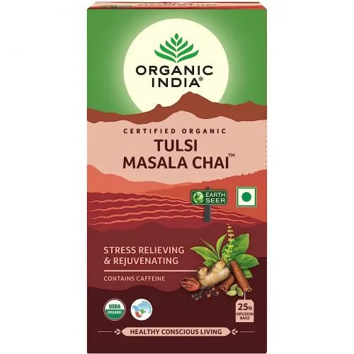 Черный чай масала с Туласи Органик Индия (Tulsi Masala Chai Organic India) 25 пакетиков по 2.1 г