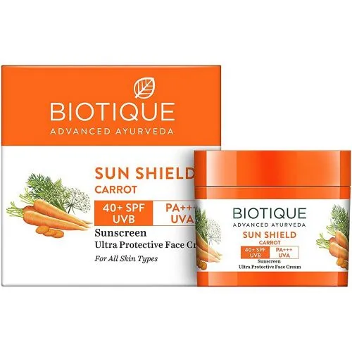Ультра успокаивающий солнцезащитный крем для лица Био Морковь Биотик SPF 40+ (Bio Carrot Cream Biotique) 50 г