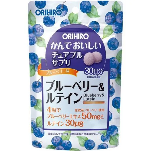 Черника и Лютеин Орихиро, вкус черники (Blueberries & Lutein Orihiro) 60 г (120 табл. / 500 мг)