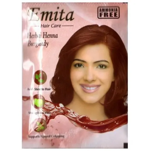 Эмита бордовая (бургунд) краска-хна (Burgundy Henna Emita) 60 г (6 пакетиков)
