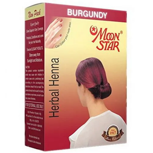 Мун Стар бордовая (бургунд) краска-хна (Burgundy Henna Moon Star) 60 г (6 пакетиков)