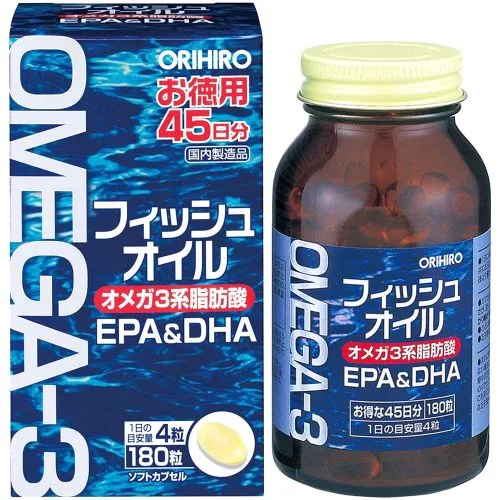 Рыбий жир, Омега-3 (EPA & DHA, Omega-3 Orihiro) 180 капс. / 461 мг (жидкое содержимое 306 мг)