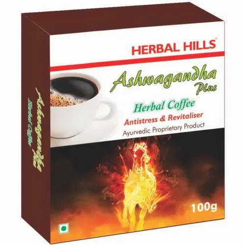 Растительный «Кофе» без кофеина от стресса Ашваганда Плюс Хербал Хилс (Herbal Coffee Ashwagandha Plus Herbal Hills) 100 г
