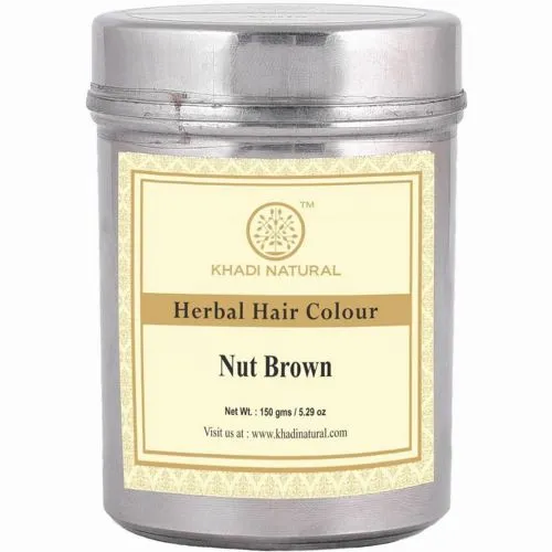 Краска для волос на основе хны коричневая/цвет лесного ореха Кхади (Herbal Hair Colour Nut Brown Khadi) 150 г