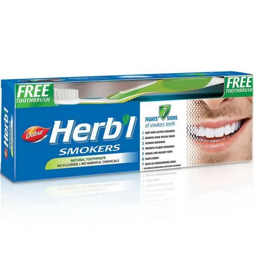 Зубная паста для курильщиков Дабур (Herbal Smokers Toothpaste Dabur) 150 г + щетка