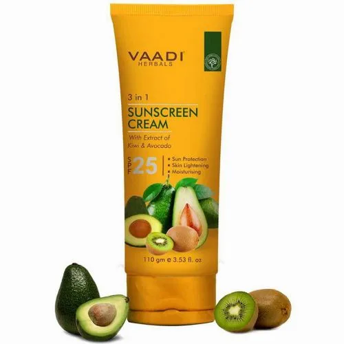 Солнцезащитный крем для лица и тела с киви и авокадо Ваади (Sunscreen Cream SPF 25 with Extracts of Kiwi & Avocado Vaadi) 110 г