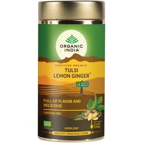 Чай Тулси, Имбирь и Лемонграсс с ароматом Лимона (Tulsi Lemon Ginger Tea Organic India) 100 г