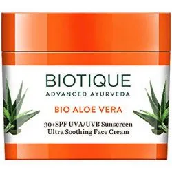 Ультра успокаивающий солнцезащитный крем для лица Био Алоэ вера Биотик SPF 30+ (Bio Aloe Vera Cream Biotique) 50 г 1