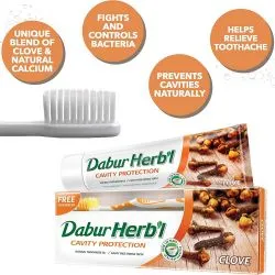 Зубная паста для защиты полости рта Гвоздика Дабур (Dabur Herbal Clove Toothpaste) 100 г 0