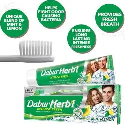 Зубной гель для свежего дыхания Мята и Лимон Дабур (Dabur Herbal Mint & Lemon Gel Toothpaste) 80 г 8