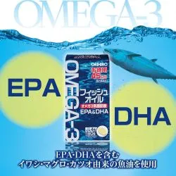 Рыбий жир, Омега-3 (EPA & DHA, Omega-3 Orihiro) 180 капс. / 461 мг (жидкое содержимое 306 мг) 3
