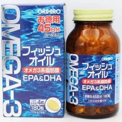 Рыбий жир, Омега-3 (EPA & DHA, Omega-3 Orihiro) 180 капс. / 461 мг (жидкое содержимое 306 мг) 0
