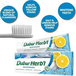 Зубная паста отбеливающая Соль и Лимон Дабур (Herbal Salt & Lemon Toothpaste Dabur) 80 г 1