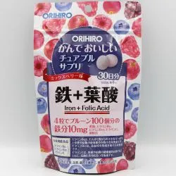 Железо и Фолиевая кислота, вкус ягод (Iron & Folic acid Orihiro) 60 г (120 табл. / 500 мг) 0