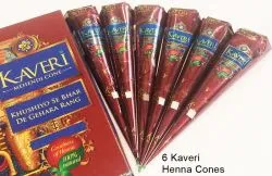 Хна для мехенди в конусе (коричневая) Кавери (Mehendi Cones Kaveri) 150 г (набор 6 конусов) 6