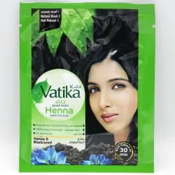 Дабур Ватика черная краска на основе хны (Natural Black 1 Henna Vatika Dabur) 60 г (6 пакетиков) 7