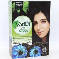 Дабур Ватика черная краска на основе хны (Natural Black 1 Henna Vatika Dabur) 60 г (6 пакетиков) 0