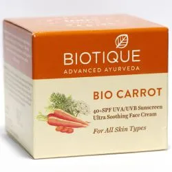Ультра успокаивающий солнцезащитный крем для лица Био Морковь Биотик SPF 40+ (Bio Carrot Cream Biotique) 50 г 1