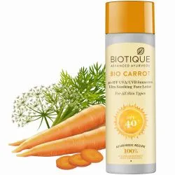 Солнцезащитный ультра успокаивающий лосьон для лица Био Морковь Биотик SPF 40+ (Bio Carrot Face Lotion Biotique) 120 мл 1