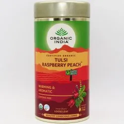 Чай Тулси с Гибискусом и ароматами Малины и Персика Органик Индия (Tulsi Raspberry Peach Tea Organic India) 100 г 0